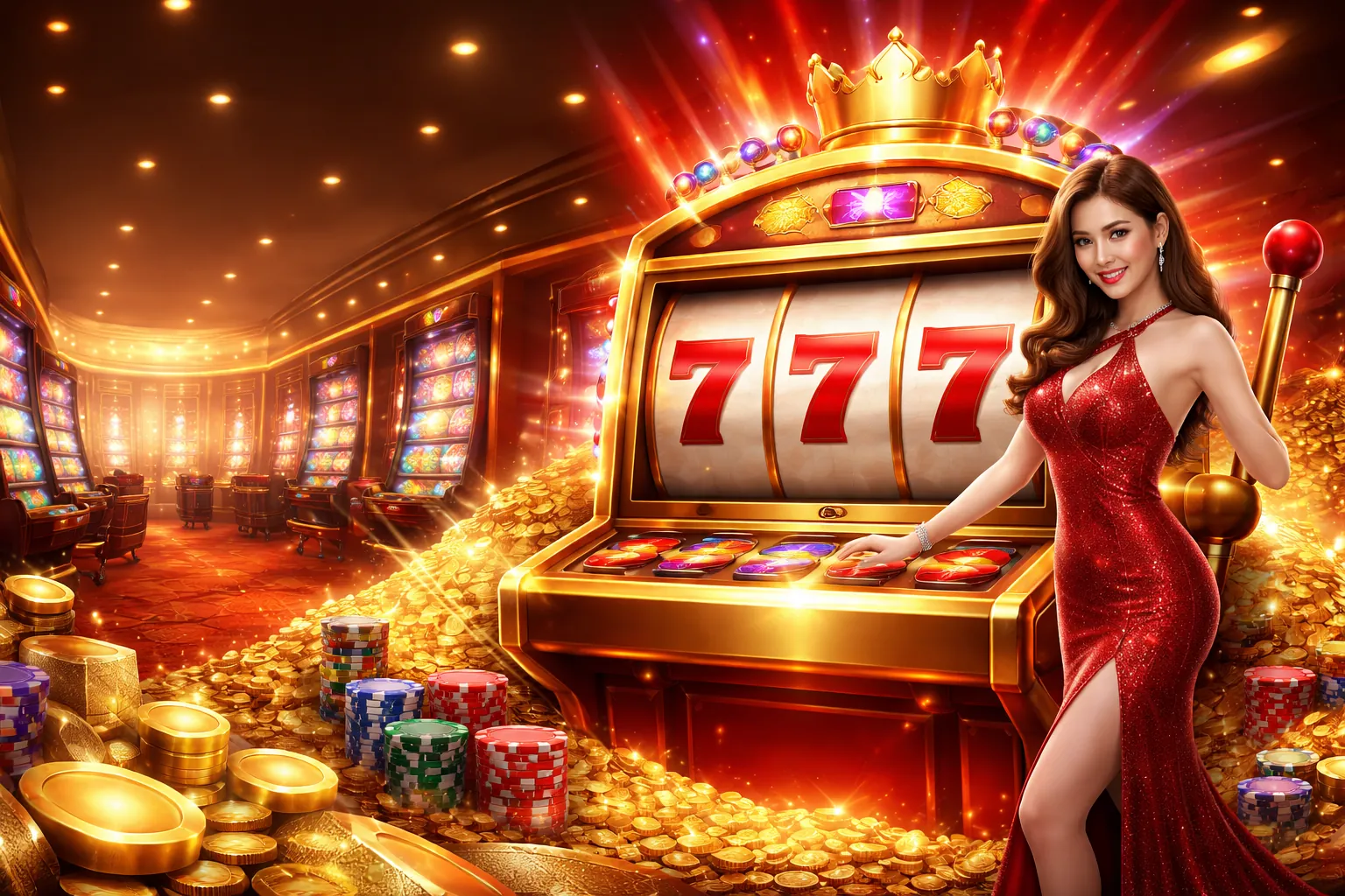 Hình ảnh chính của trò chơi nổ hũ hi8 info, với các biểu tượng slot và hiệu ứng jackpot rực rỡ
